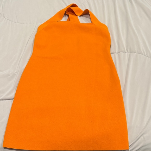 Express Dresses & Skirts - Express Brand Vibrant Orange Body Contour Halter Dress Size M